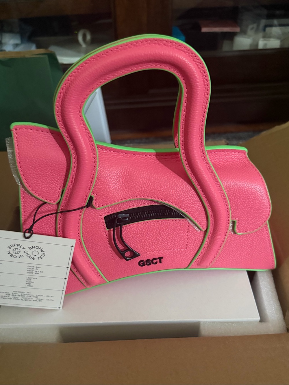 GSCT Bag Juicy Fruit Pink Neon Green Leather Handbag Crossbody Rare NWT